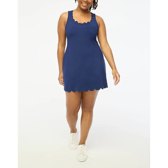 J Crew Scalloped Active Stretchy Pull On Mini Dress Us Women's S New - Picture 1 of 9